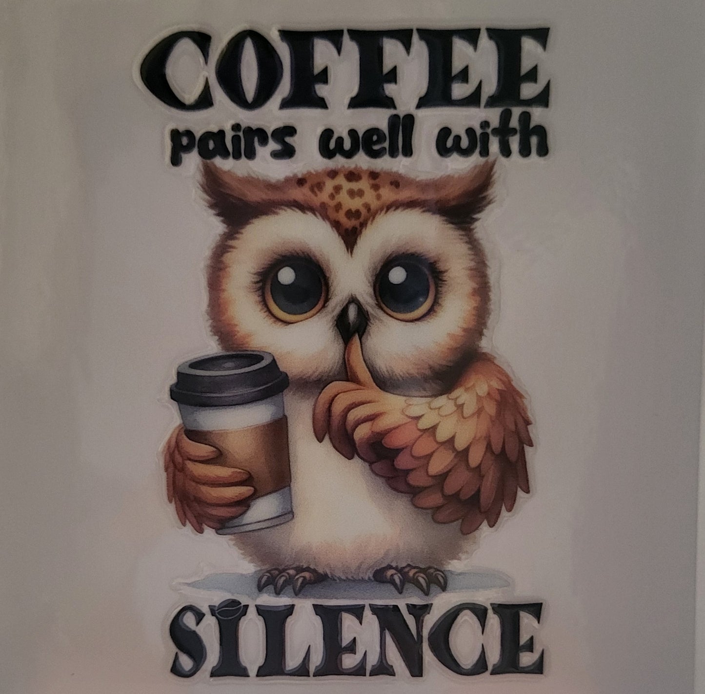 Coffee pairs well with silence owl decal small