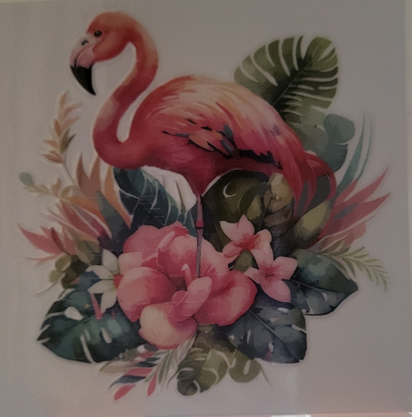 Floral Flamingo decal small