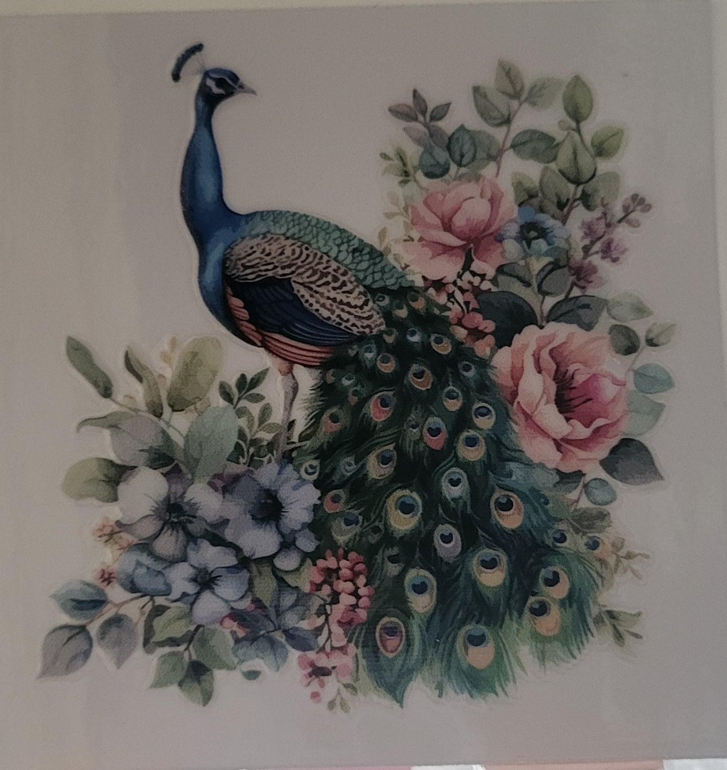 Floral Peacock decal small #1