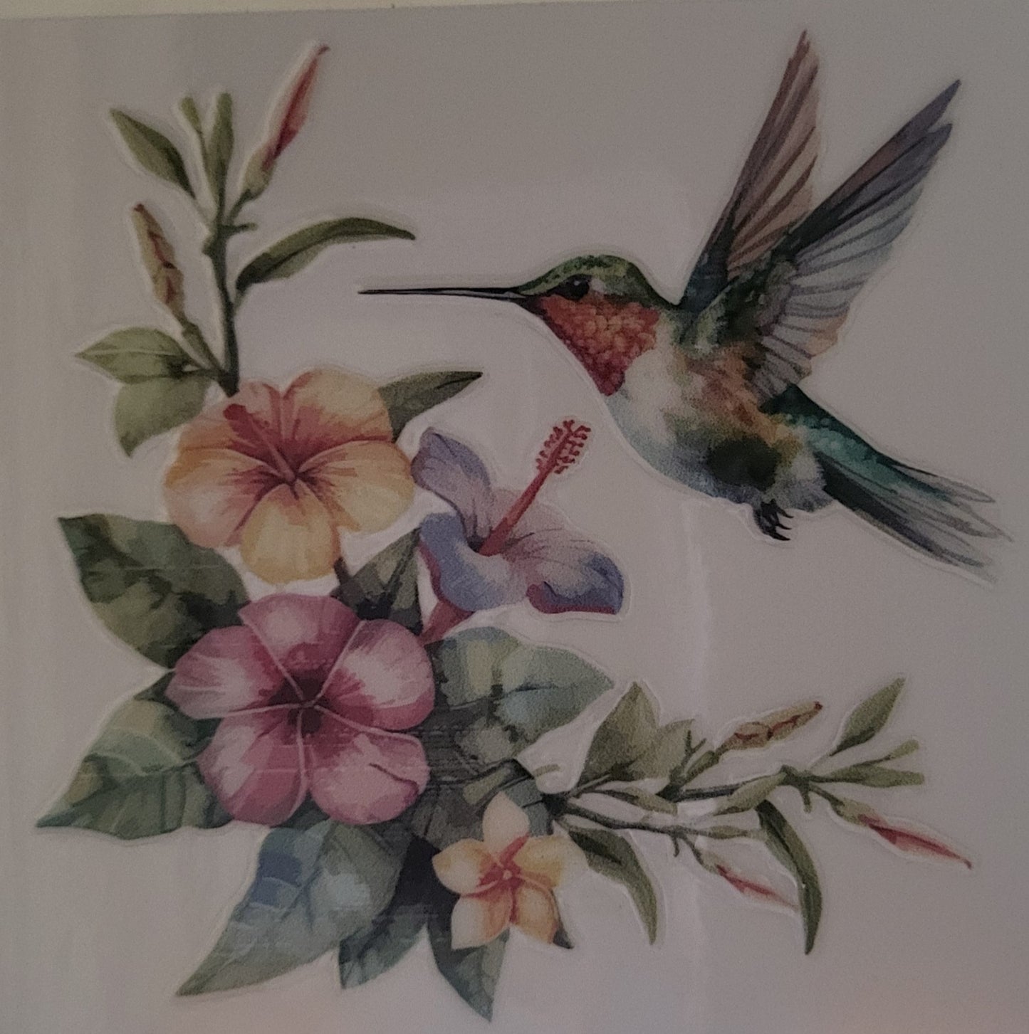 Floral Hummingbird decal small #1
