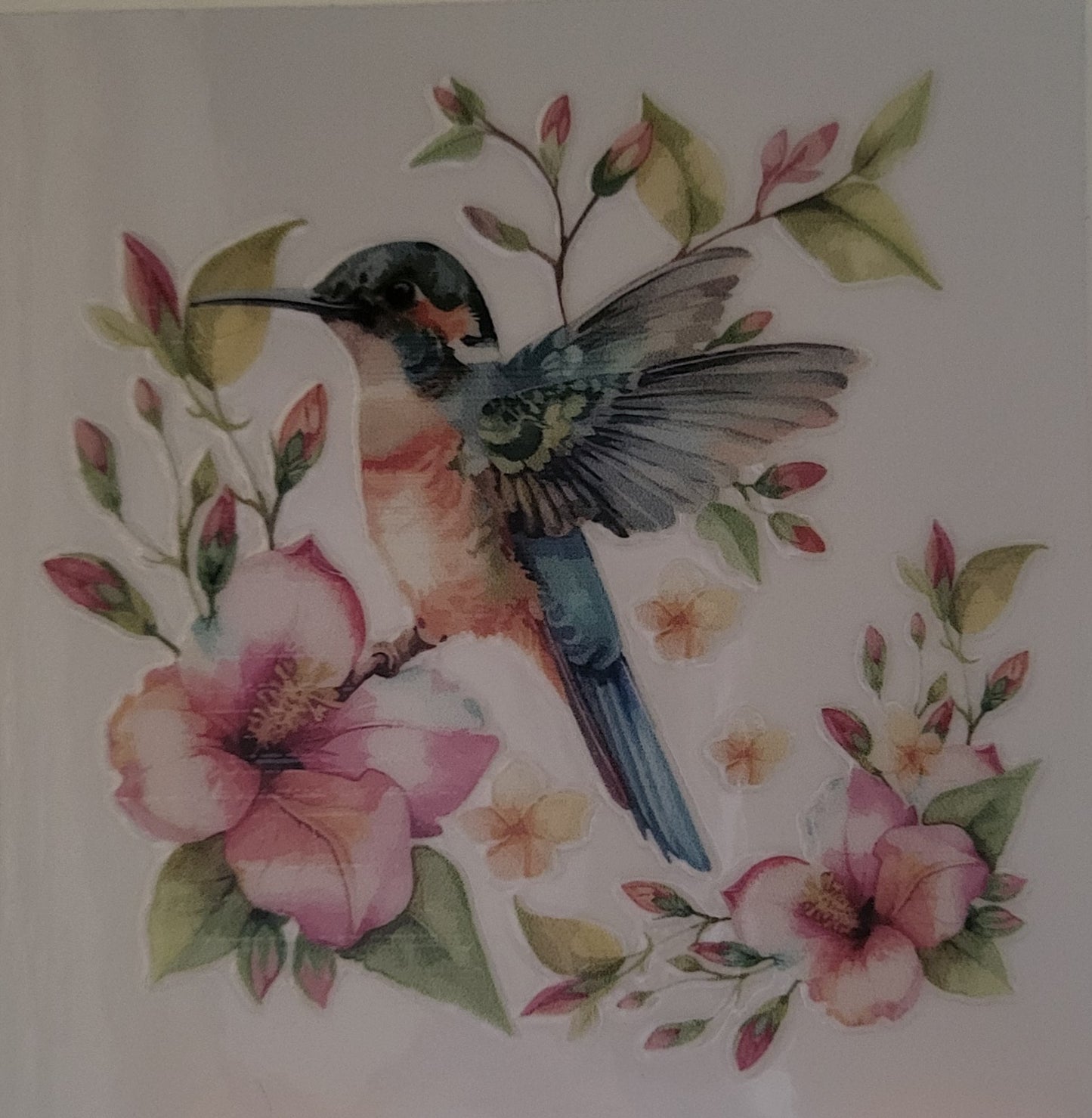 Floral Hummingbird decal small #2