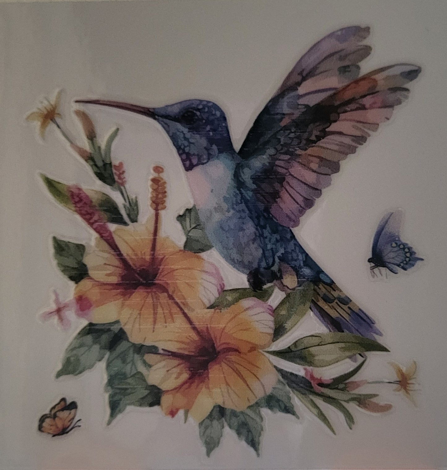 Floral Hummingbird decal small #3