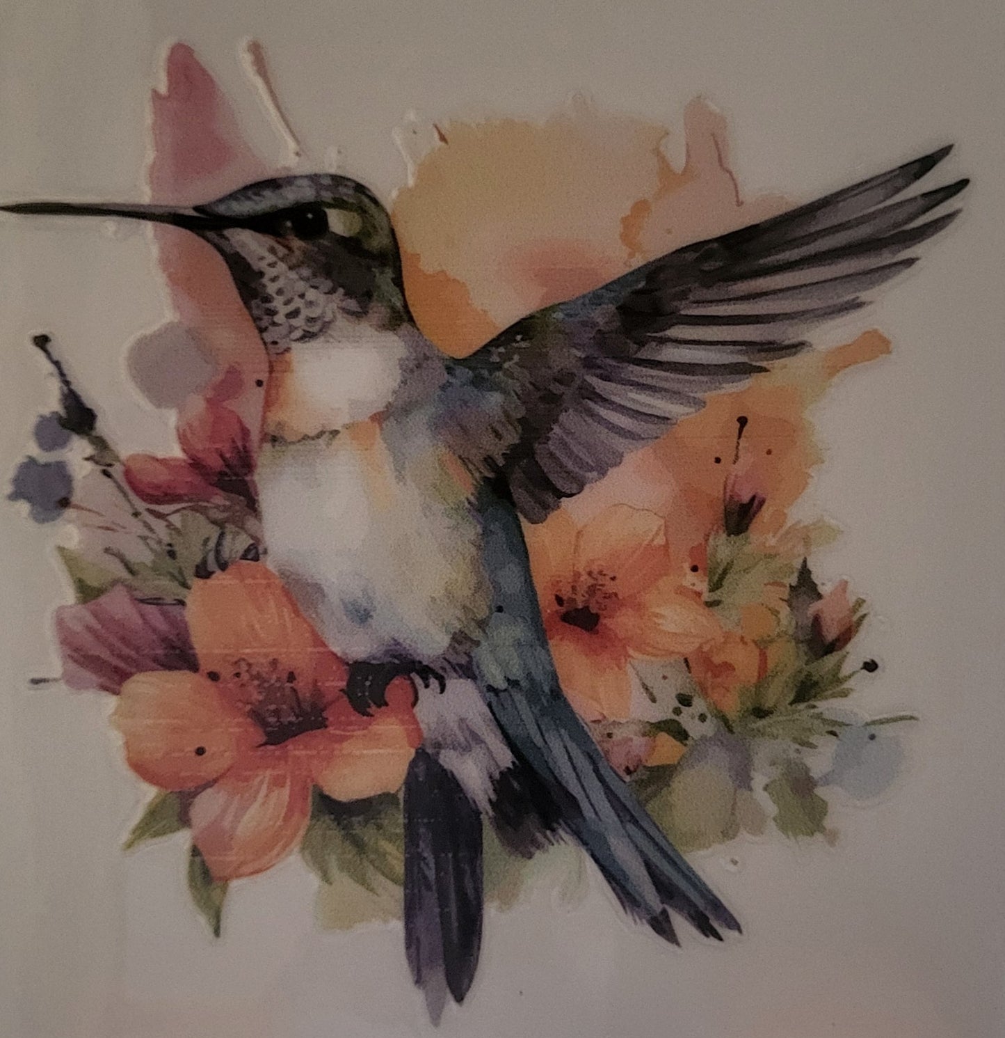 Floral Hummingbird decal small #4
