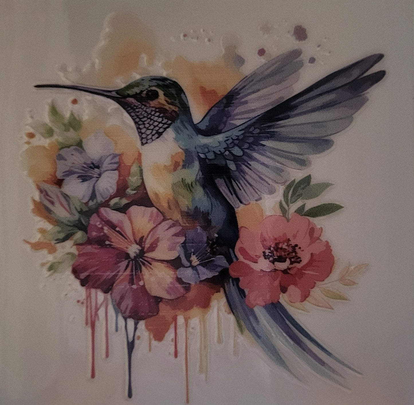Floral Hummingbird decal small #5