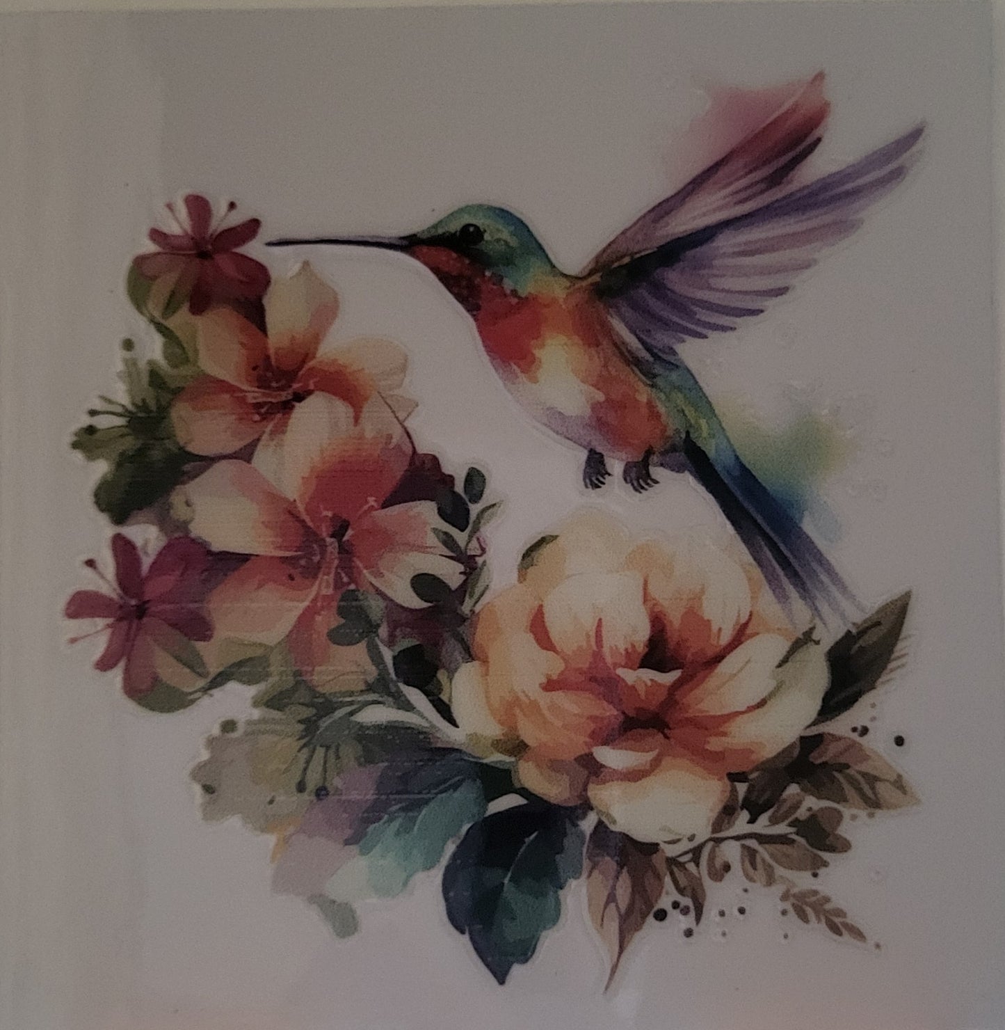Floral Hummingbird decal small #6