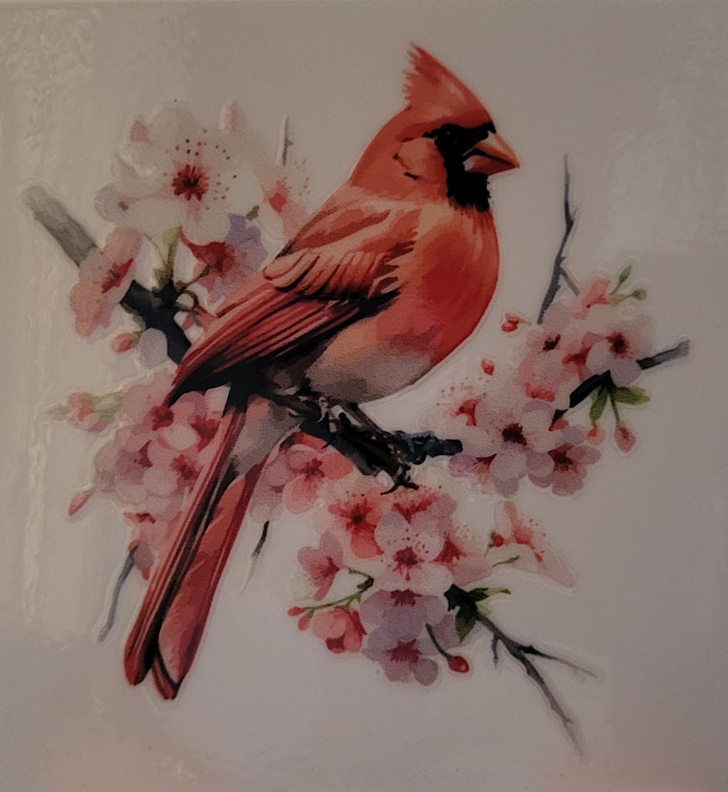 Bird on flowers decal small #4