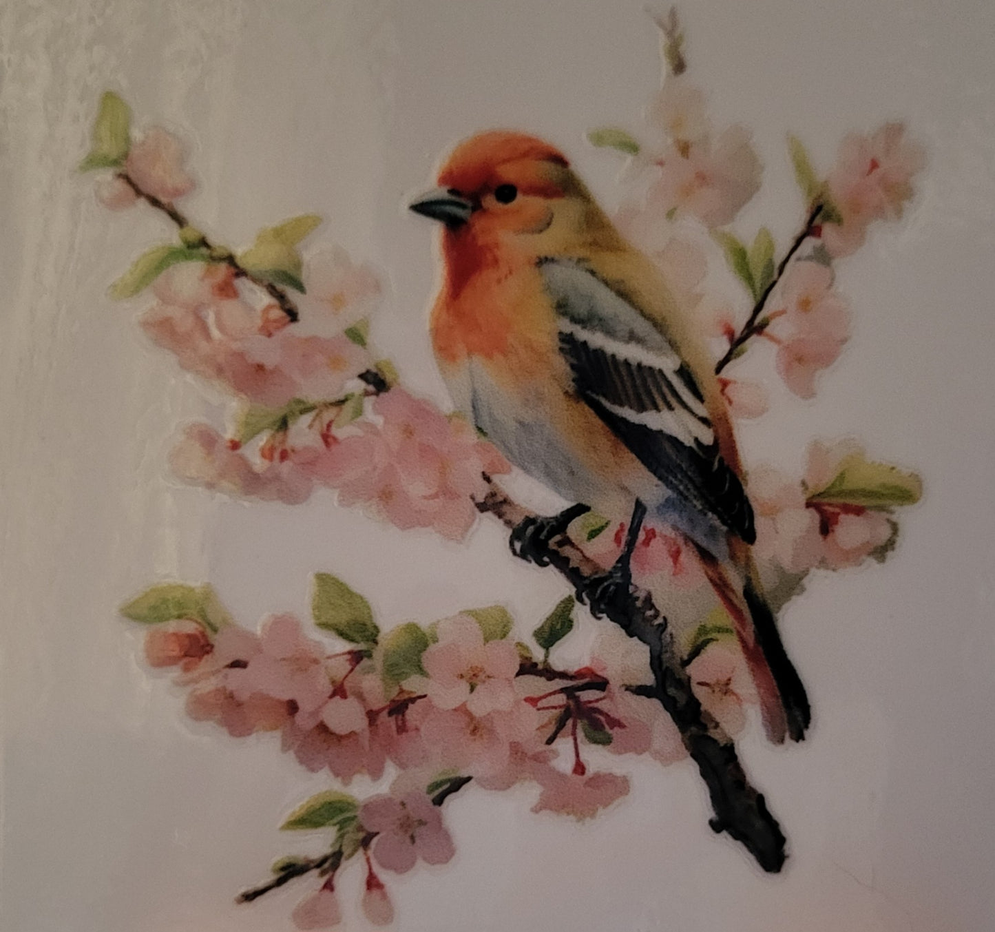 Bird on flowers decal small #6