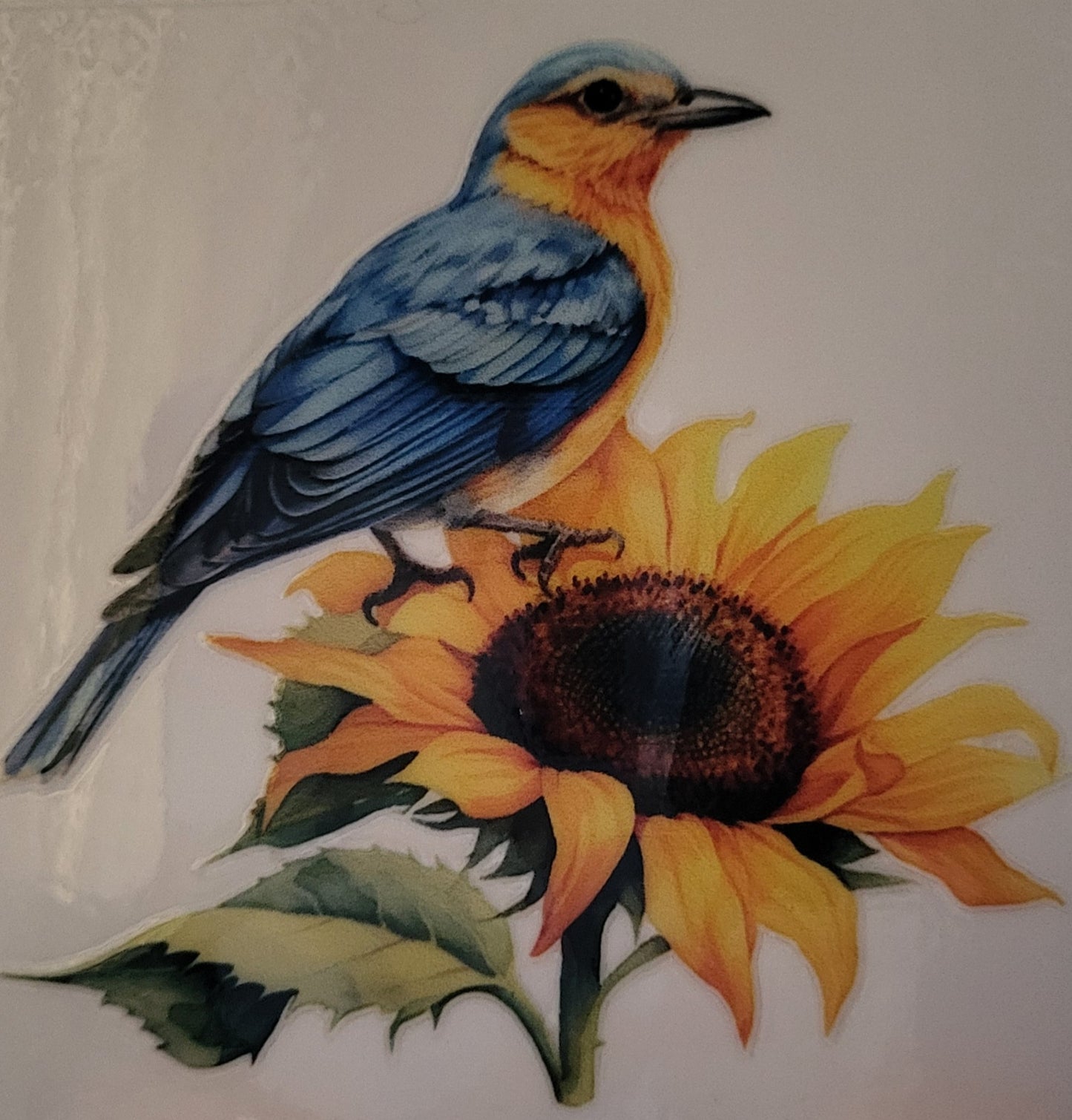 Bird on flowers decal small #9