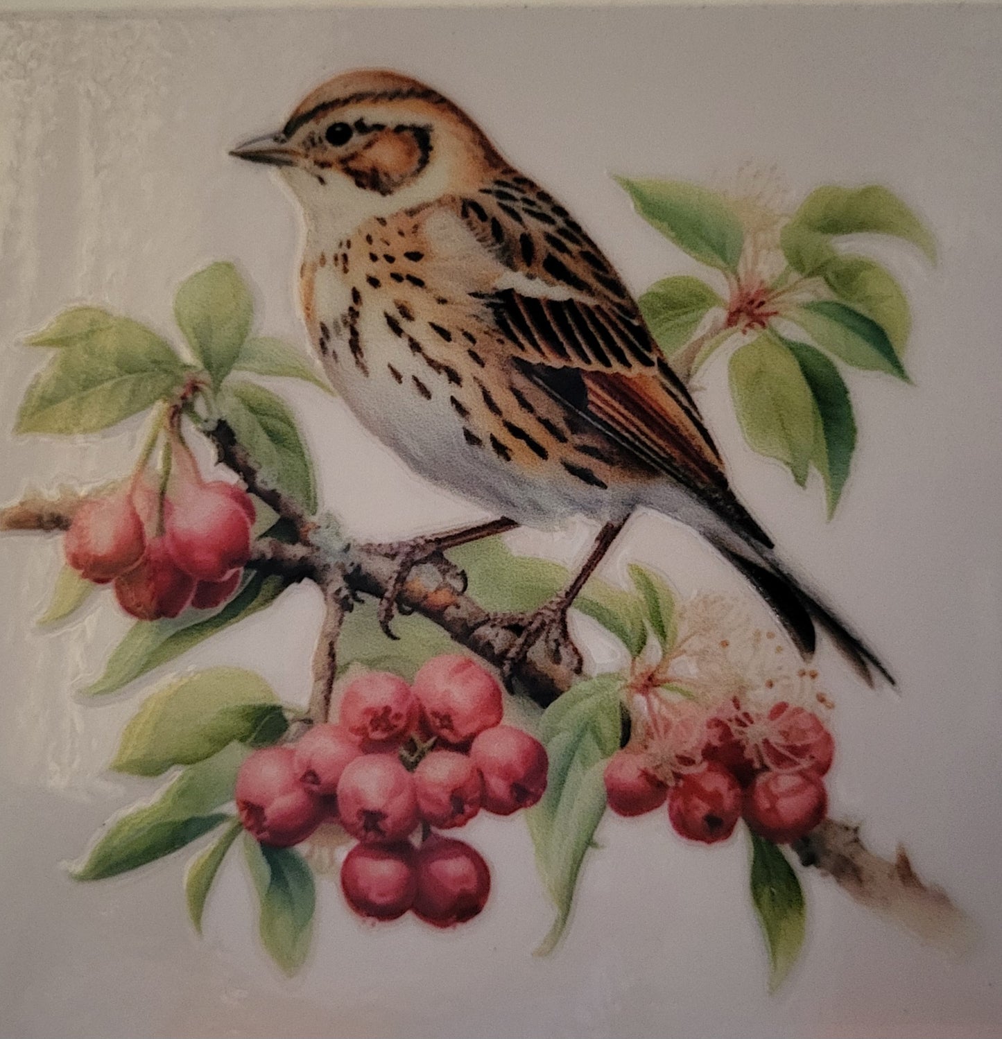 Bird on flowers decal small #10