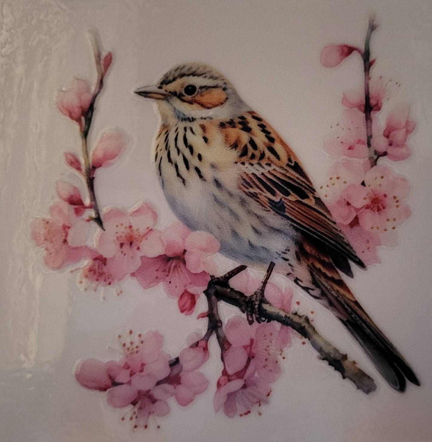 Bird on flowers decal small #12