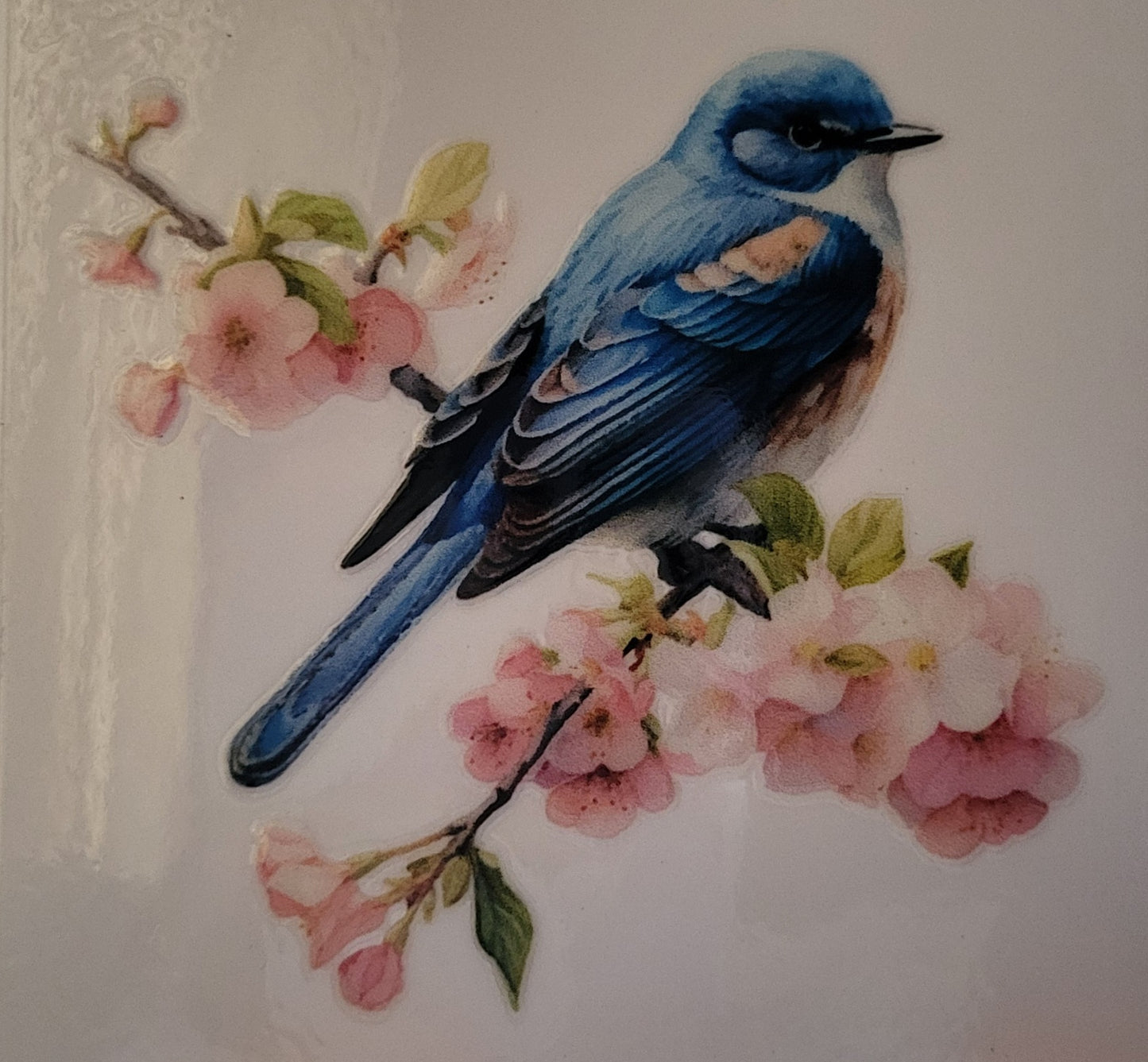 Bird on flowers decal small #13