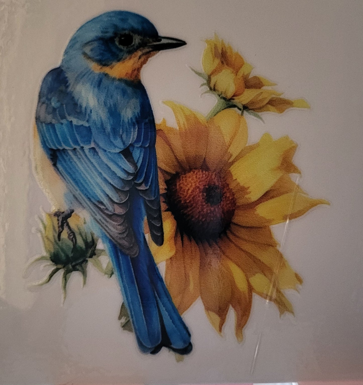 Bird on flowers decal small #15