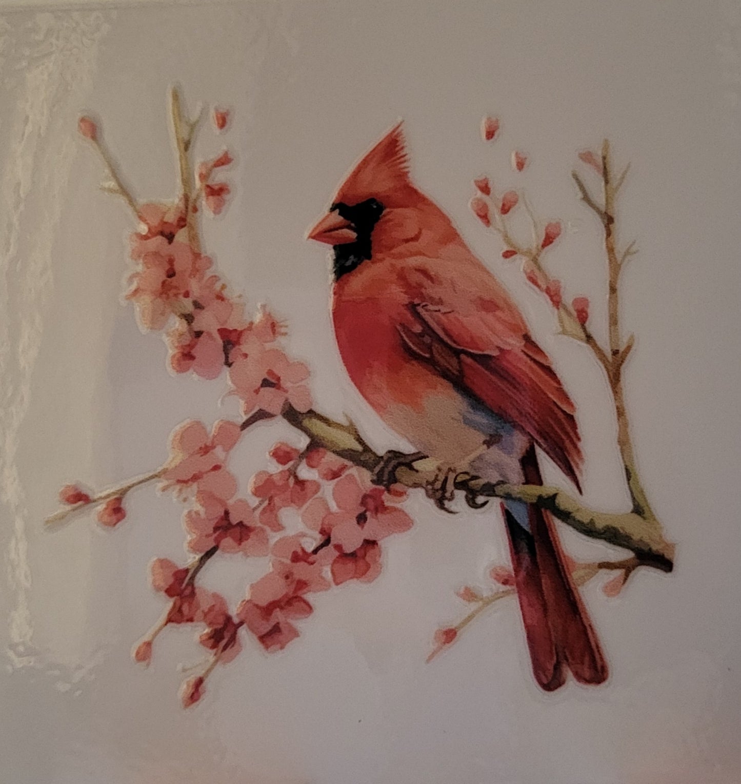 Bird on flowers decal small #20