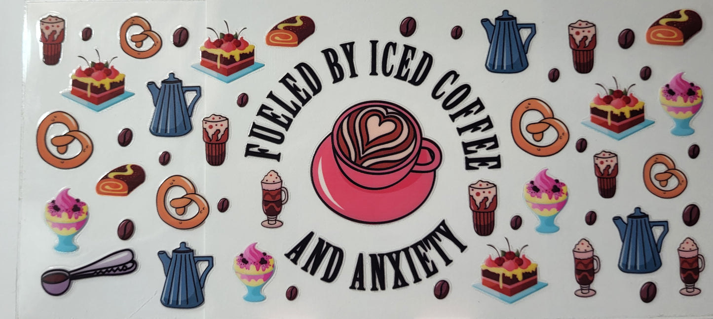 Fueled by coffee and anxiety decal large