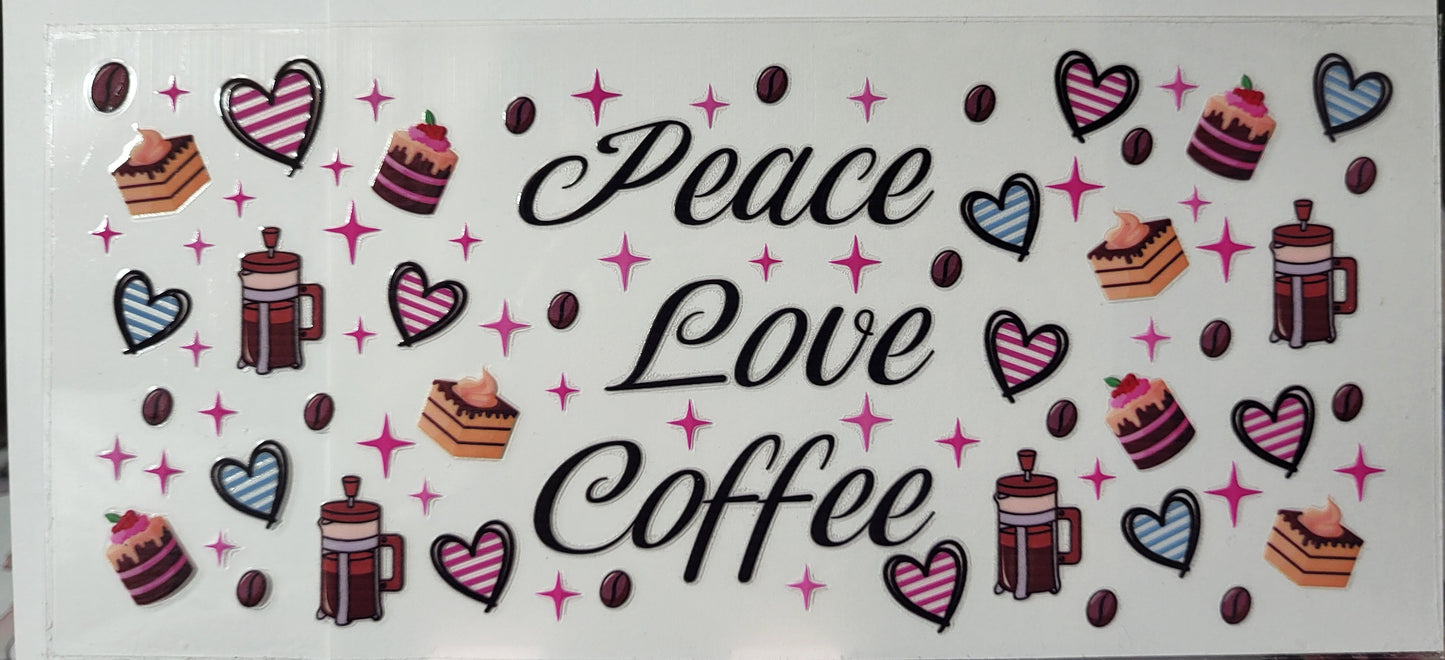 Peace, love, coffee decal large