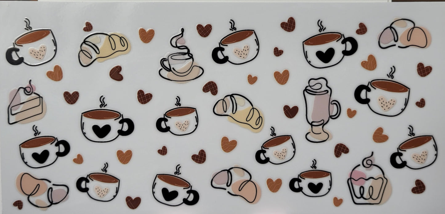 Coffee and croissants decal large