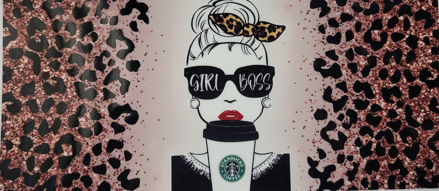 Girl boss animal print decal large