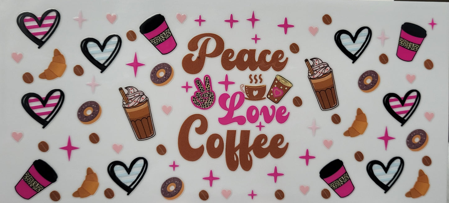 Peace love coffee decal large
