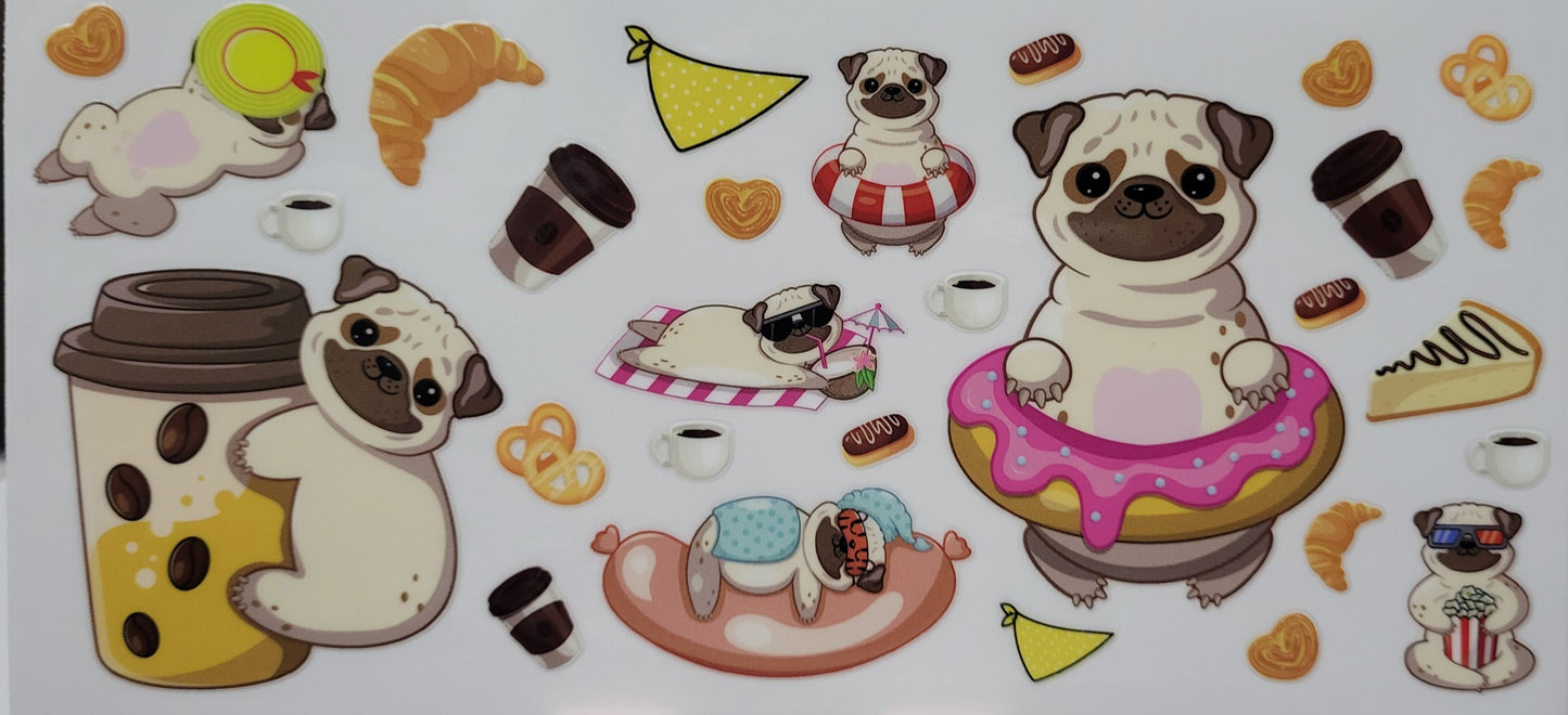 Breakfast pugs decal large