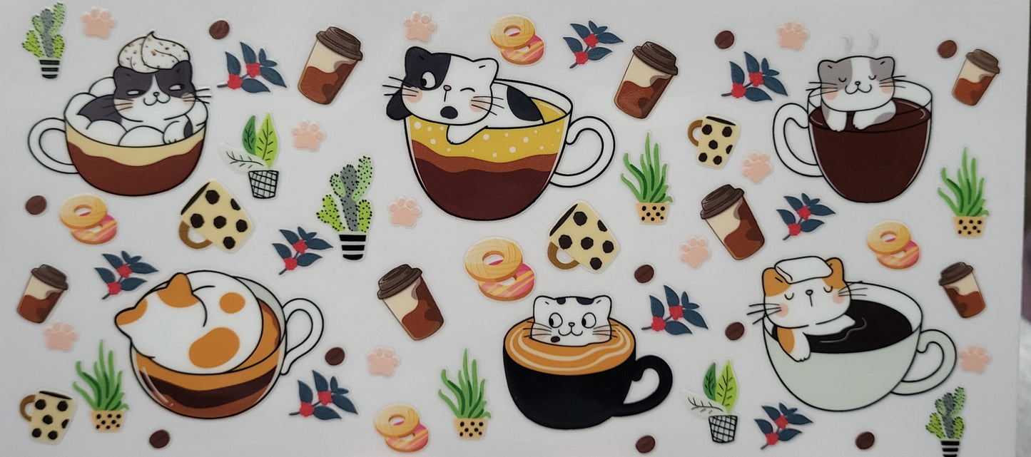 Cats in mugs decal large