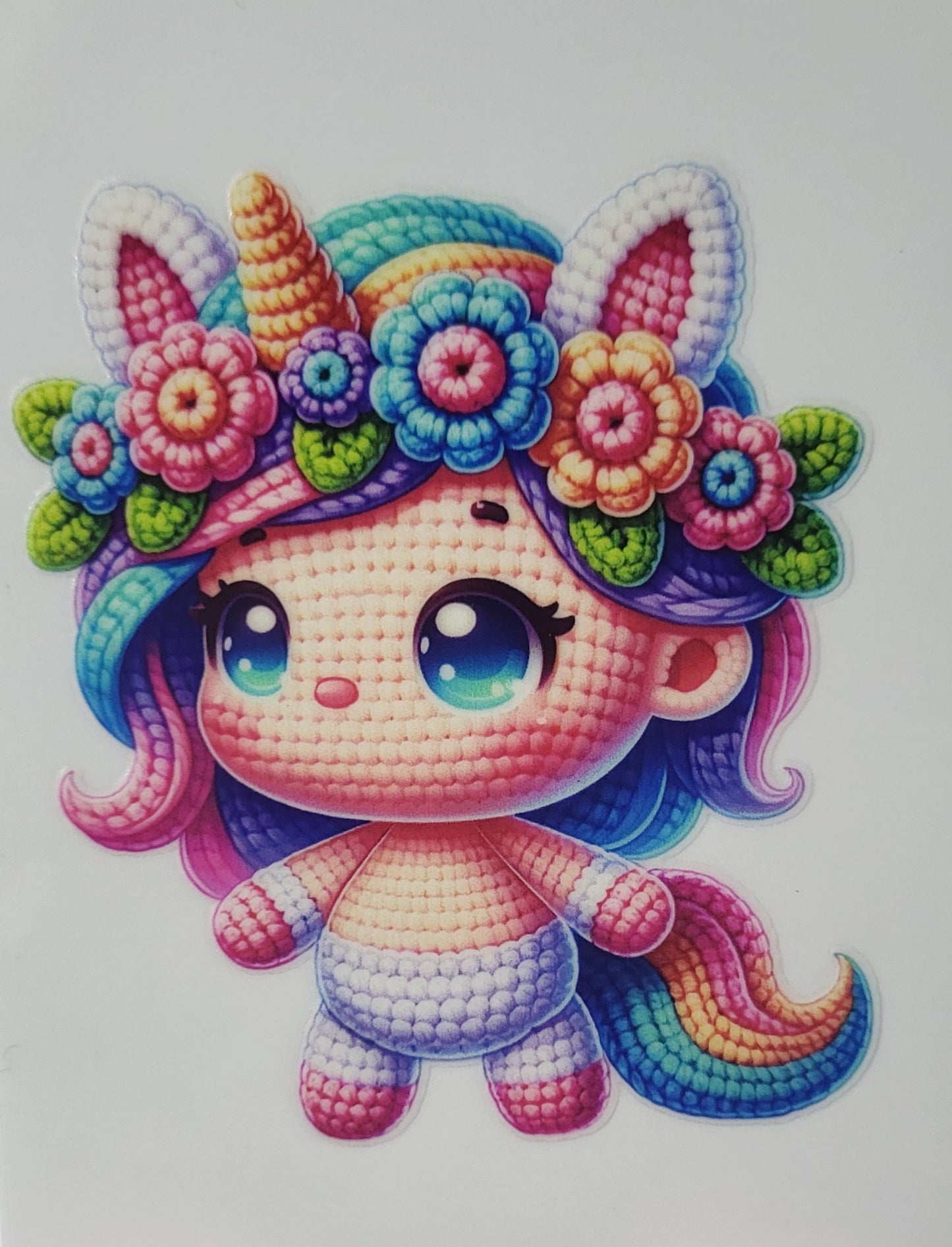 Crocheted Unicorn decal small #1