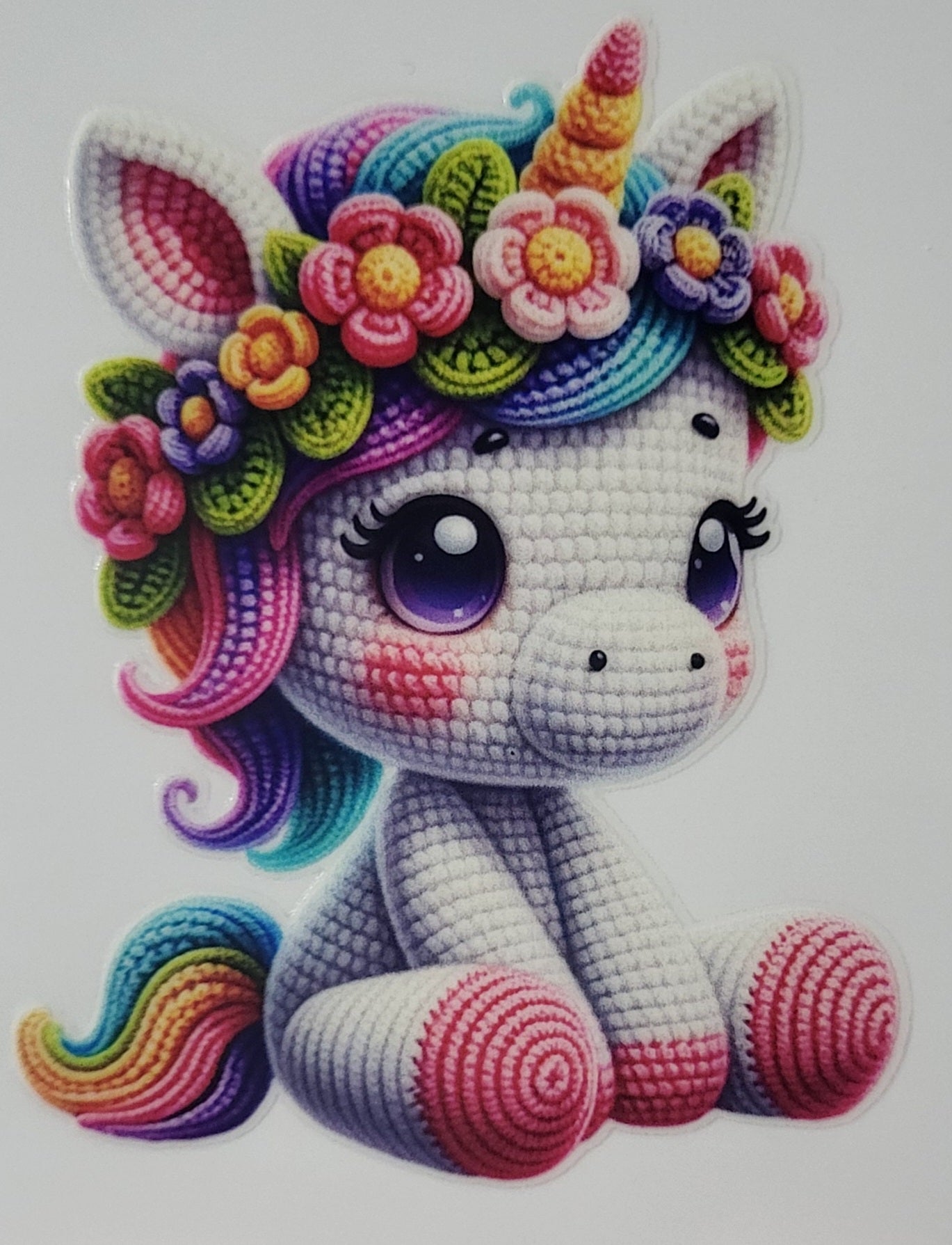Crocheted Unicorn decal small #2