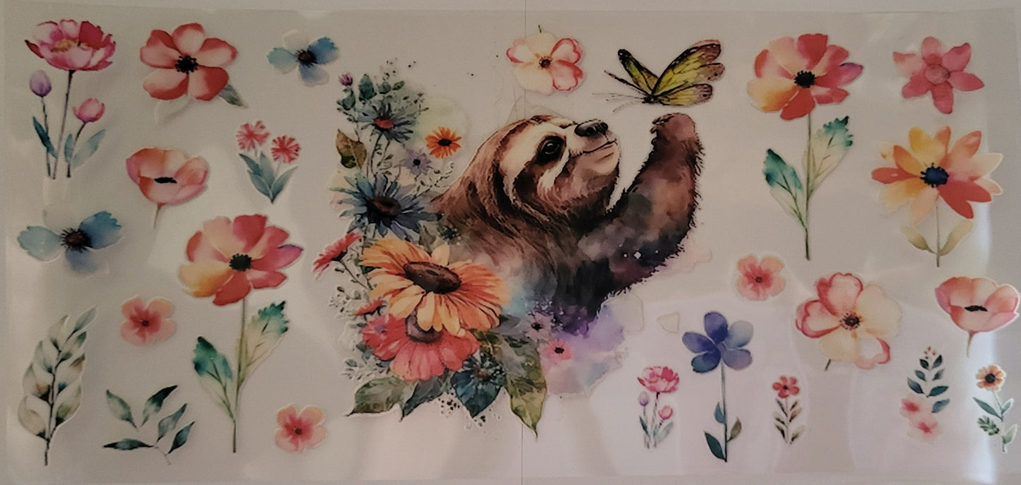 Sloth with Butterfly Decal large