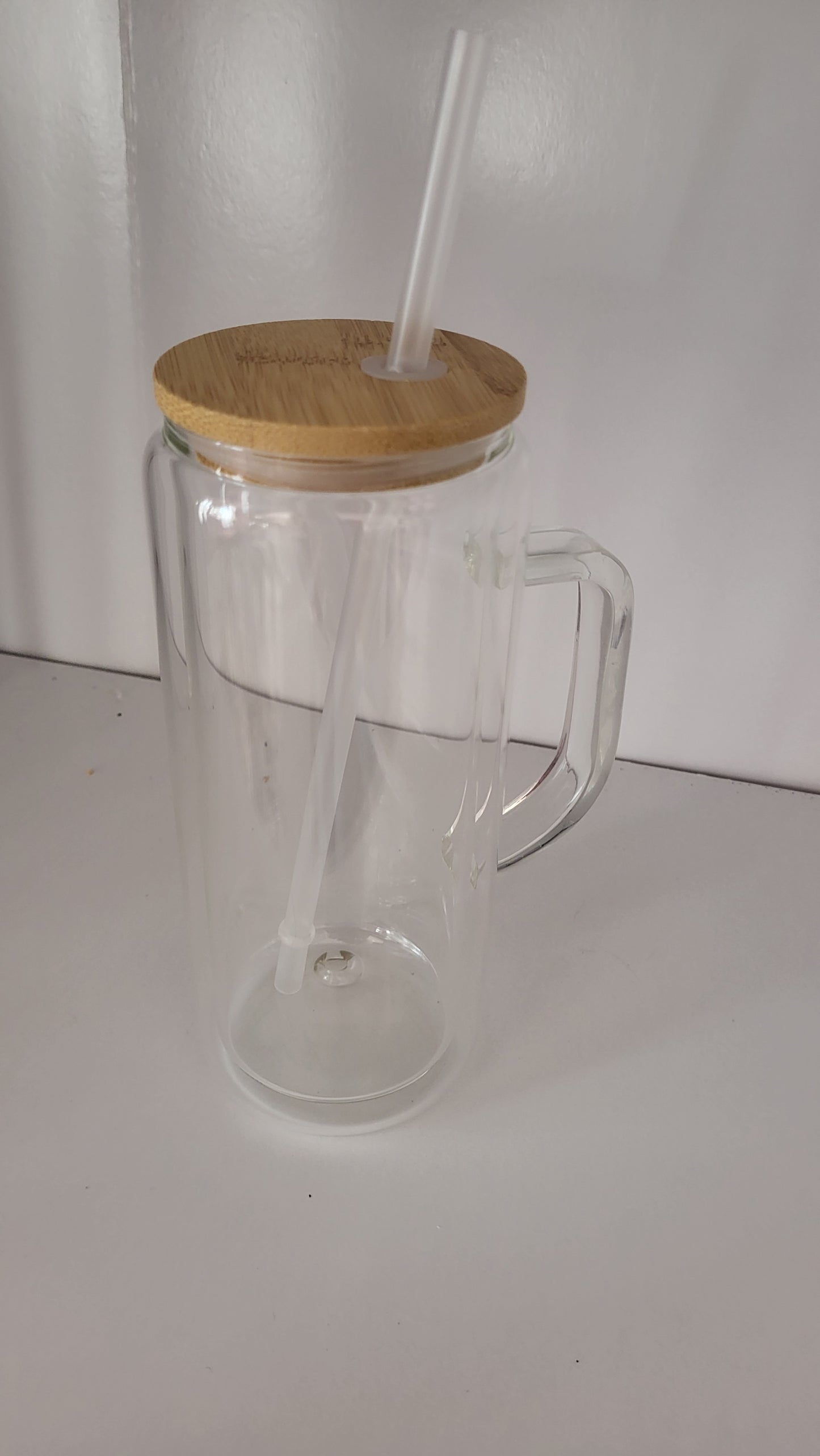 20 oz Glass Snow Globe Tumbler with handle