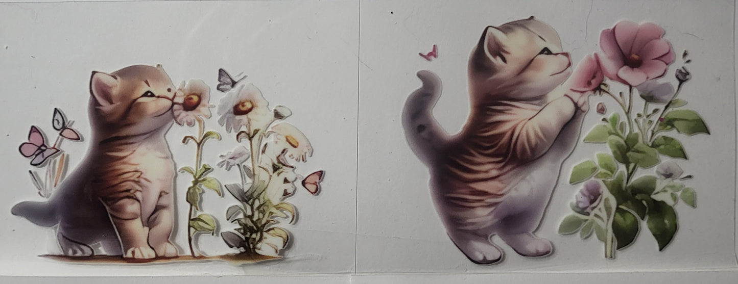 Kittens and Flowers small decal