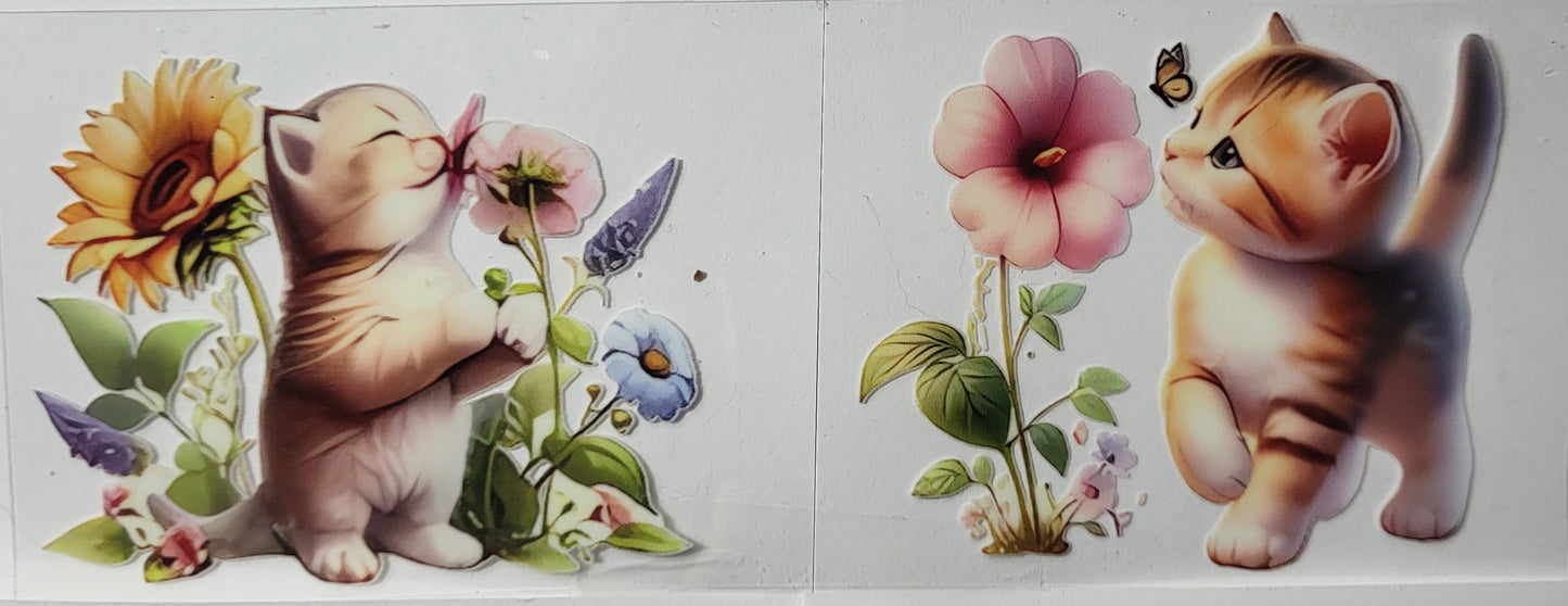 Kittens and Flowers small decal #3