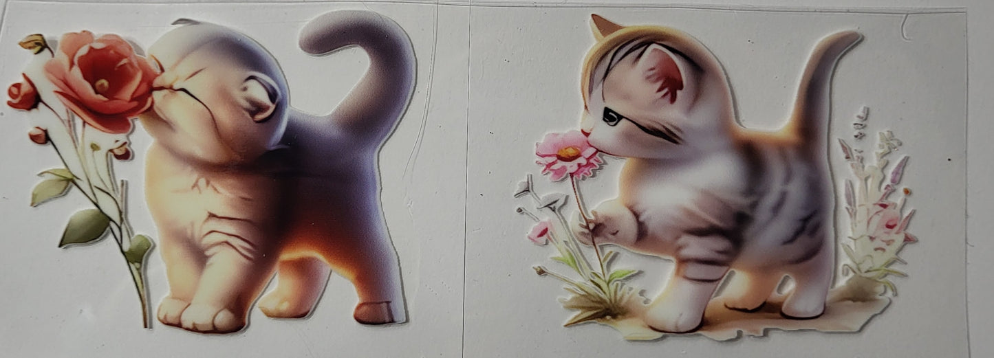 Kittens and Flowers small decal #4