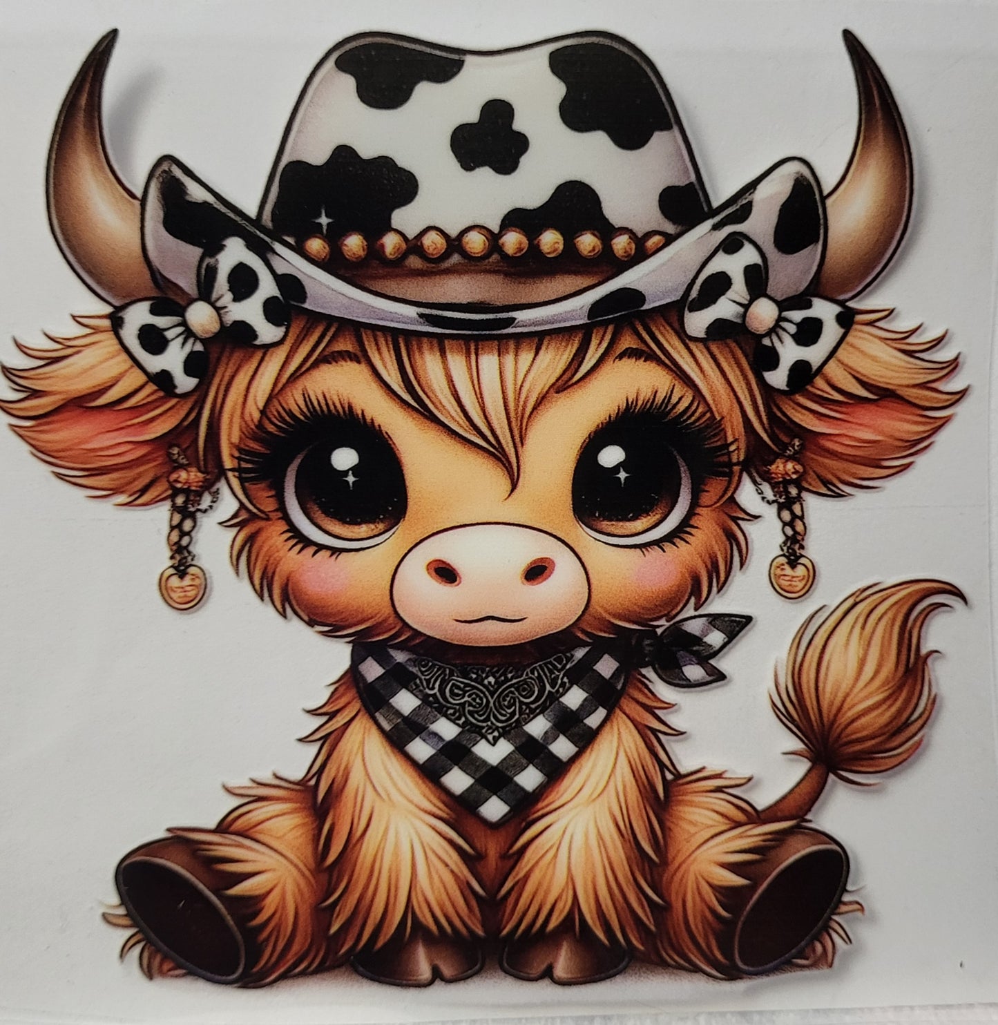 Cowgirl Highland Cow Small Decal