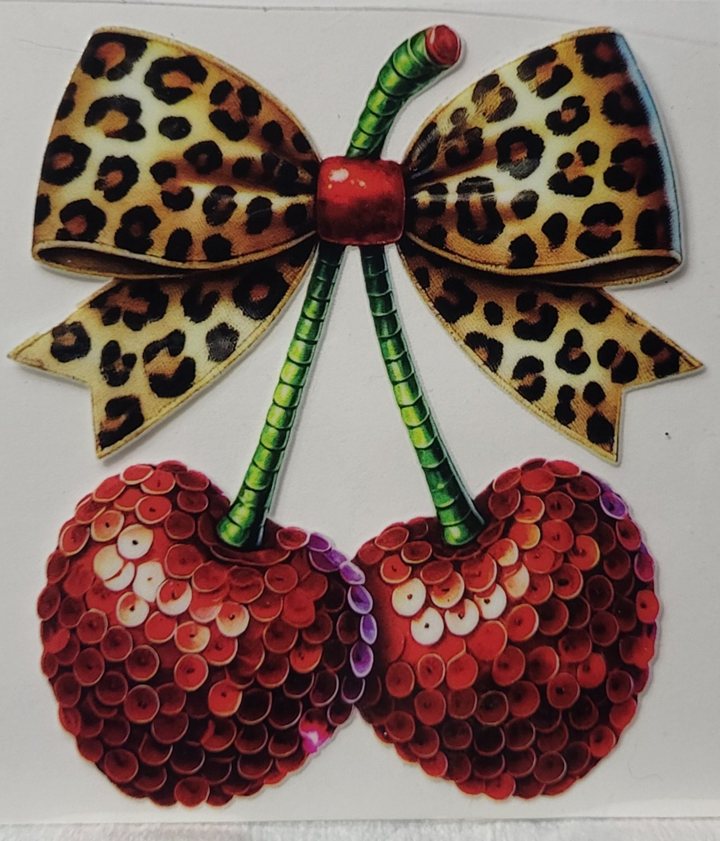 Sequin Cherry and Animal Print Bow