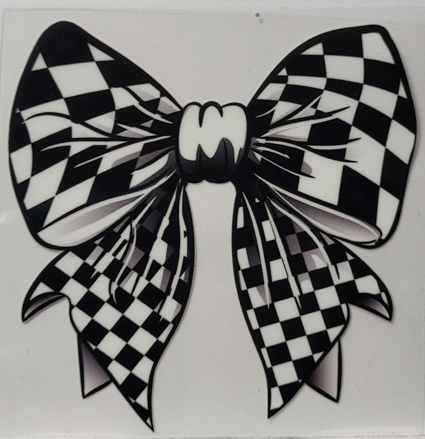 Racing Checkered Flag Bow Small Decal
