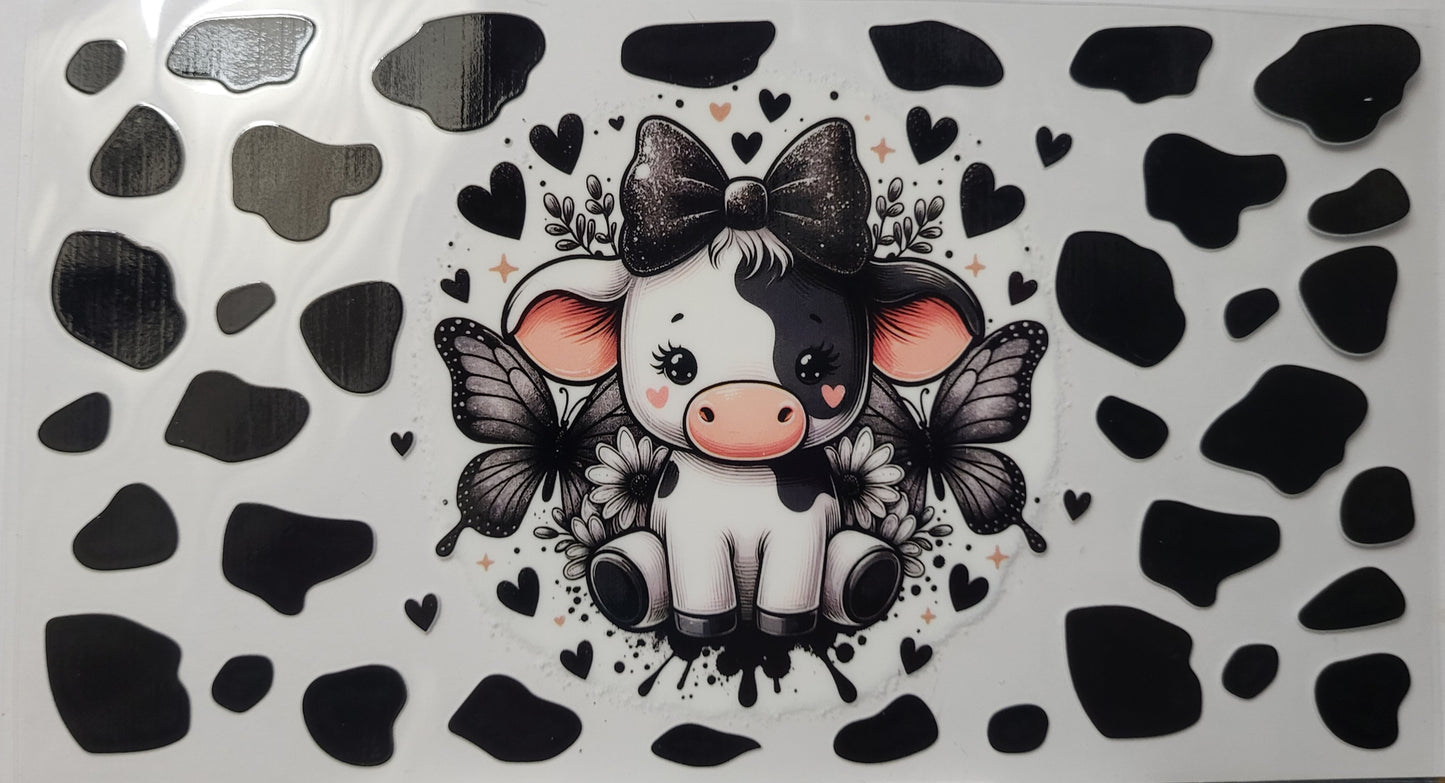 Black Butterfly Highland Cow large decal