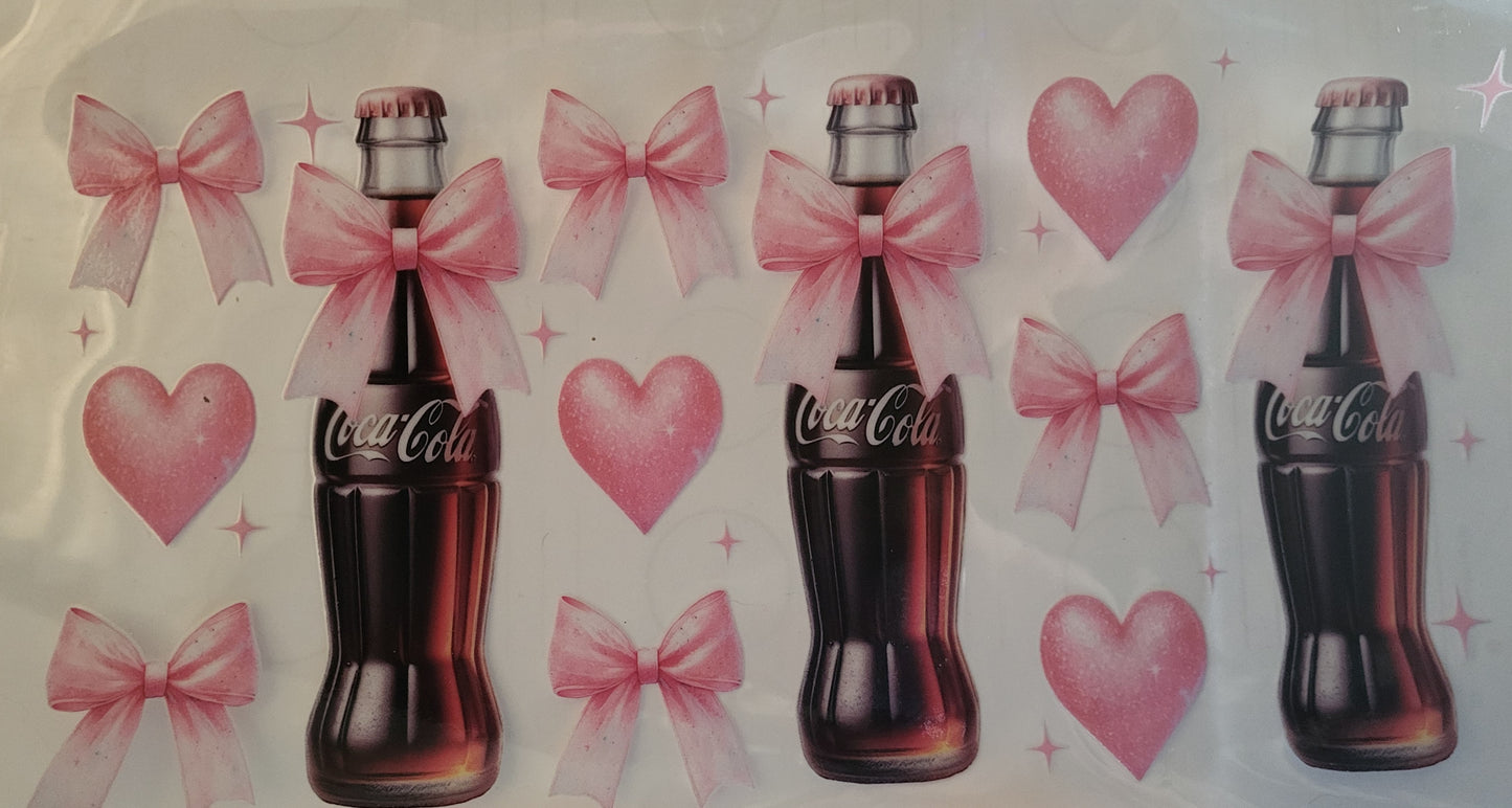 Coke bottles with bows and hearts decal large