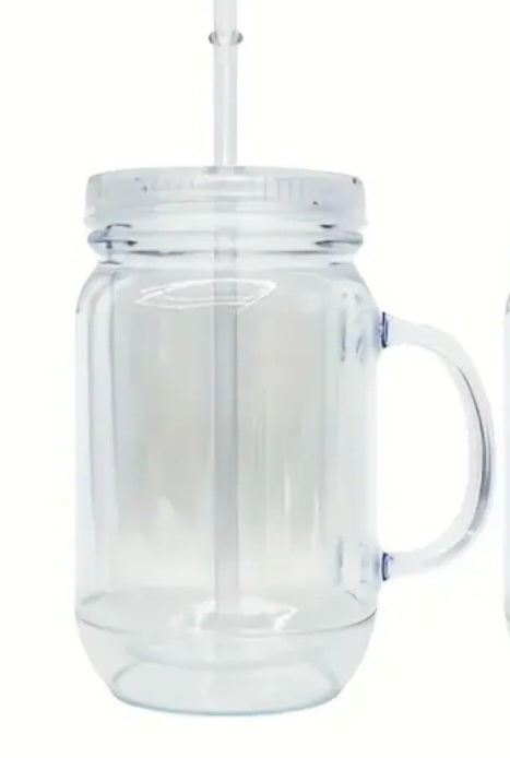 Mason Jar Snow Globe Tumbler 20 oz Acrylic