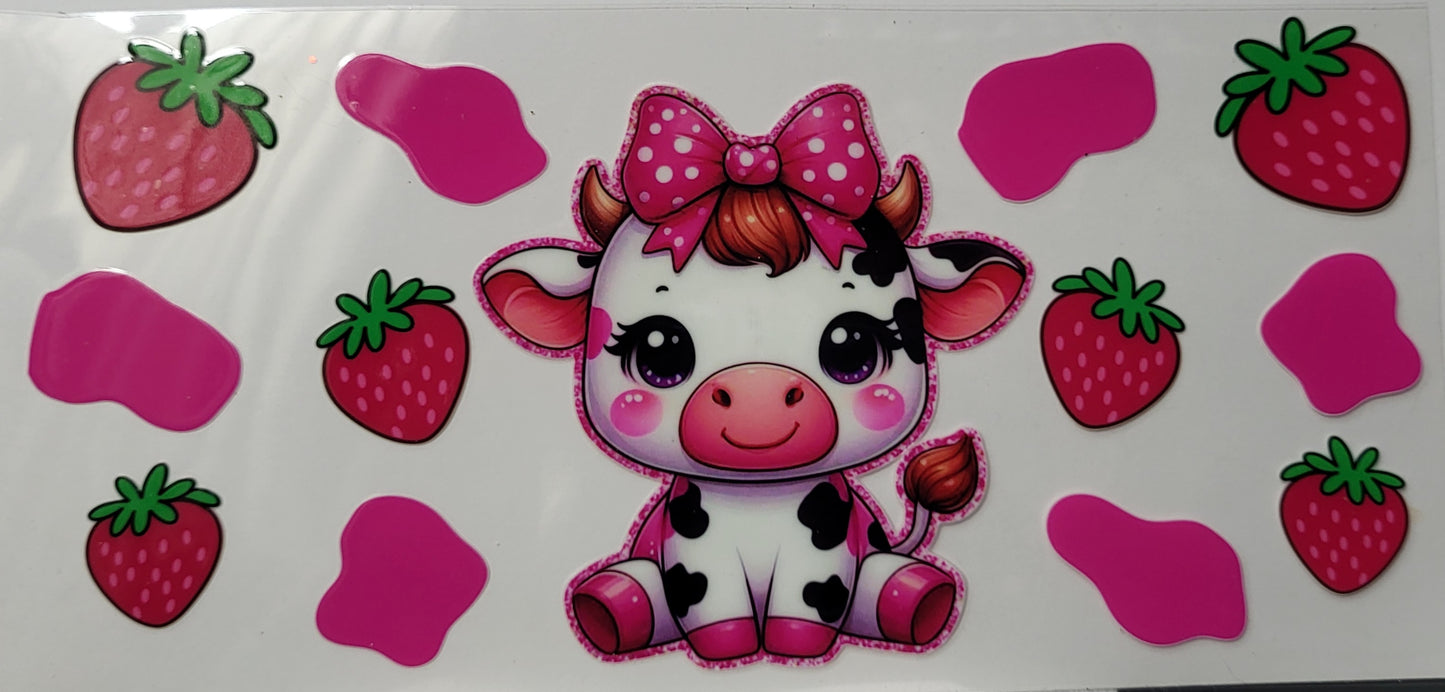 Strawberry Highland Cow large decal