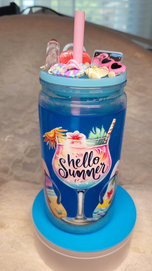 Sandy Beach Summertime Fun 16 Oz Tumbler