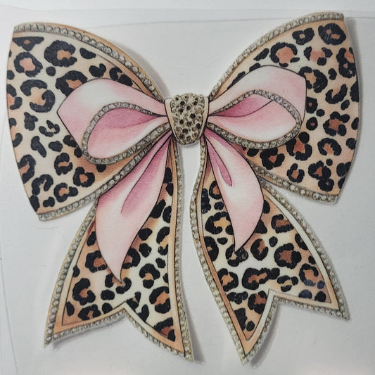Animal Print and Pink Bow decal small