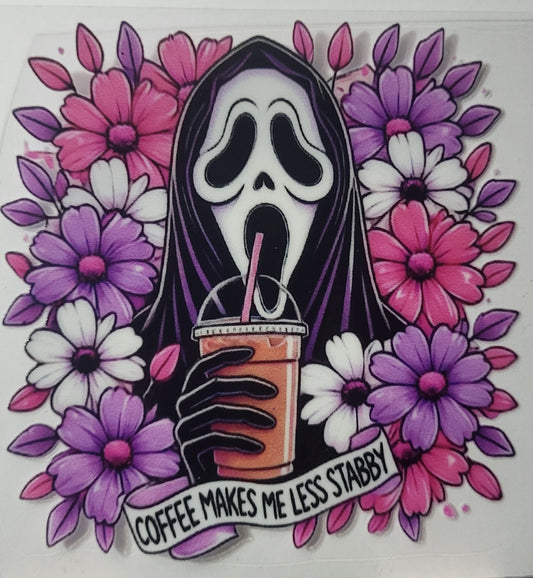 Scream Ghost Face with Flowers decal small