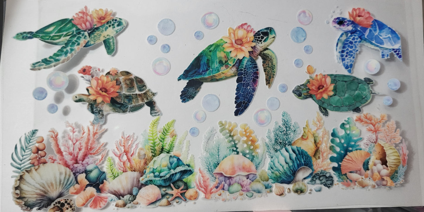 Sea Turtles and Bubbles decal large
