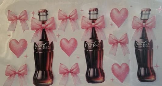 Coke bottles with bows and hearts decal large
