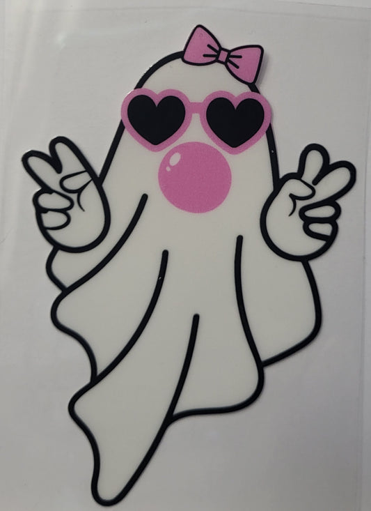 Ghost blowing bubble decal small